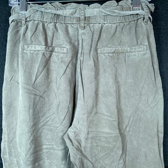 Thread & Supply Womens Pants Green Paperbag Wide Leg Elastic Waist Boho M - Picture 10 of 13